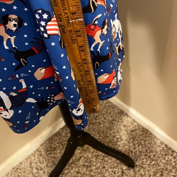 Dress Works blue A line dress with patriotic puppies, size M - Picture 4 of 7